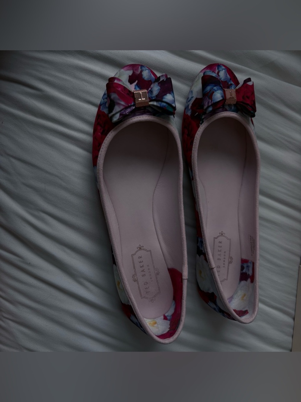 Ted Baker Pink Floral Bow Ballet Flats Size 8